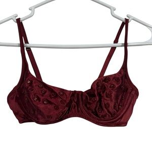 Victoria's Secret Rust Satin Beaded Underwire Balconette Bra